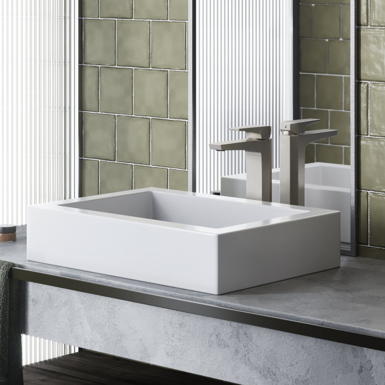 Swiss Madison Voltaire Ceramic Rectangular Vessel Bathroom Sink